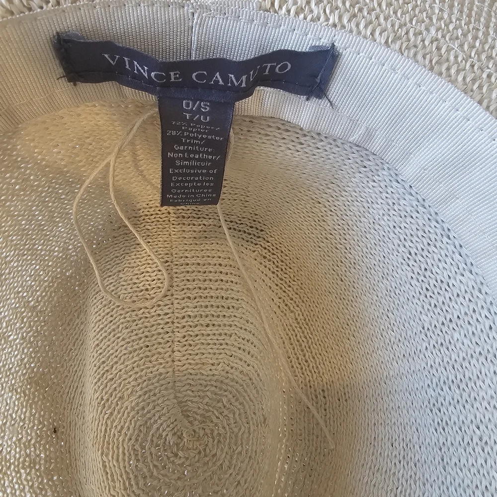 Vince Camuto Straw Panama Hat Beige Wide Brim Boho Summer